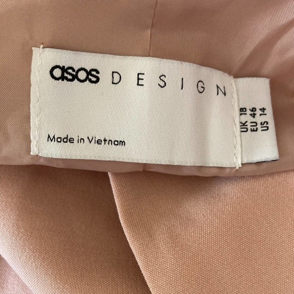 ASOS Blazer Womens 14 Pink Fitted Seamed Single Breasted 2 Button Closure - Picture 7 of 12